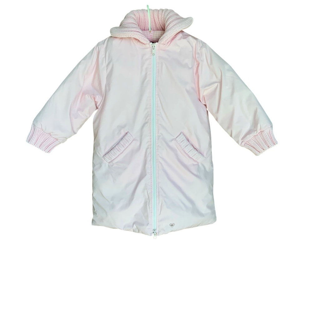 Lili GAUFRETTE WINTER LONG COAT WITH ZIPPER AND HIDDEN NYLON HOOD SZ: 6